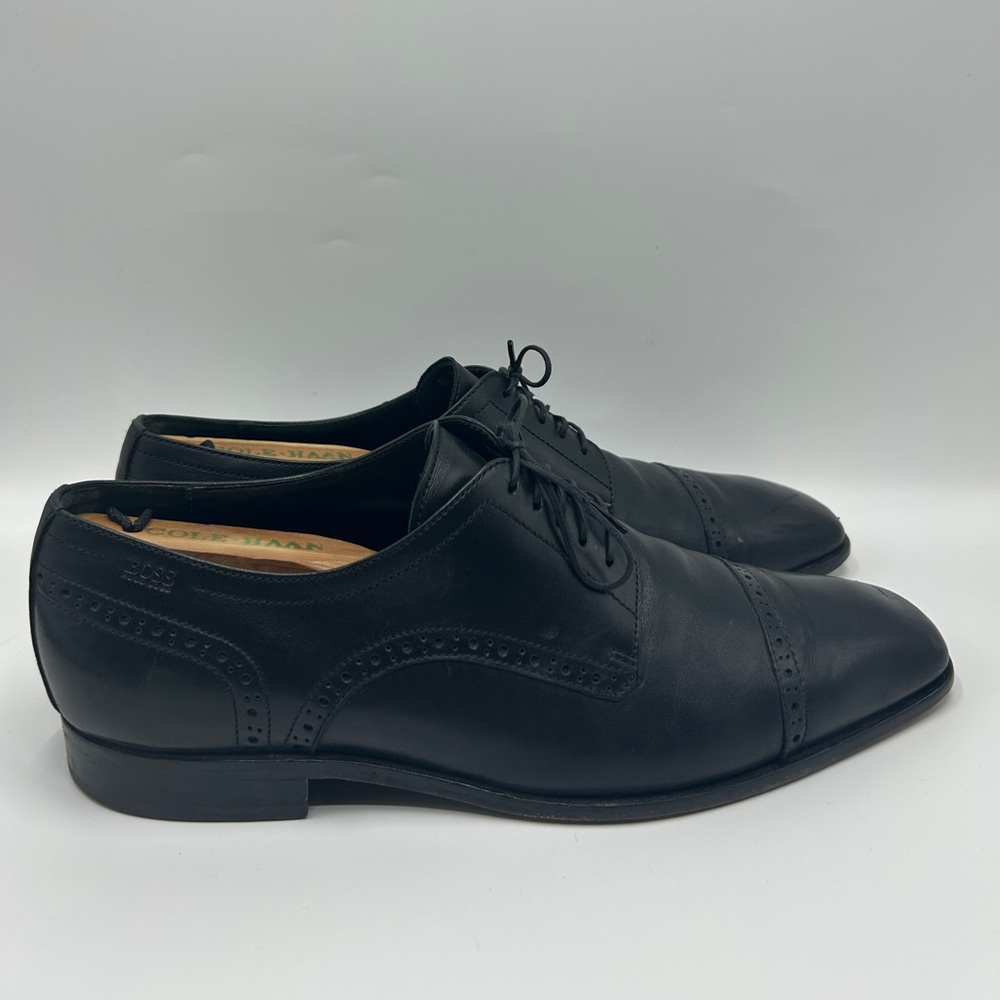 Hugo Boss Men's Black Leather Dress Shoes Size 8 1/2